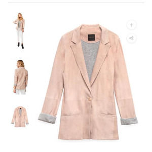 AS by DF It‎ Girl 100% Suede Leather Boyfriend Blazer Jacket in Parisian Rose M